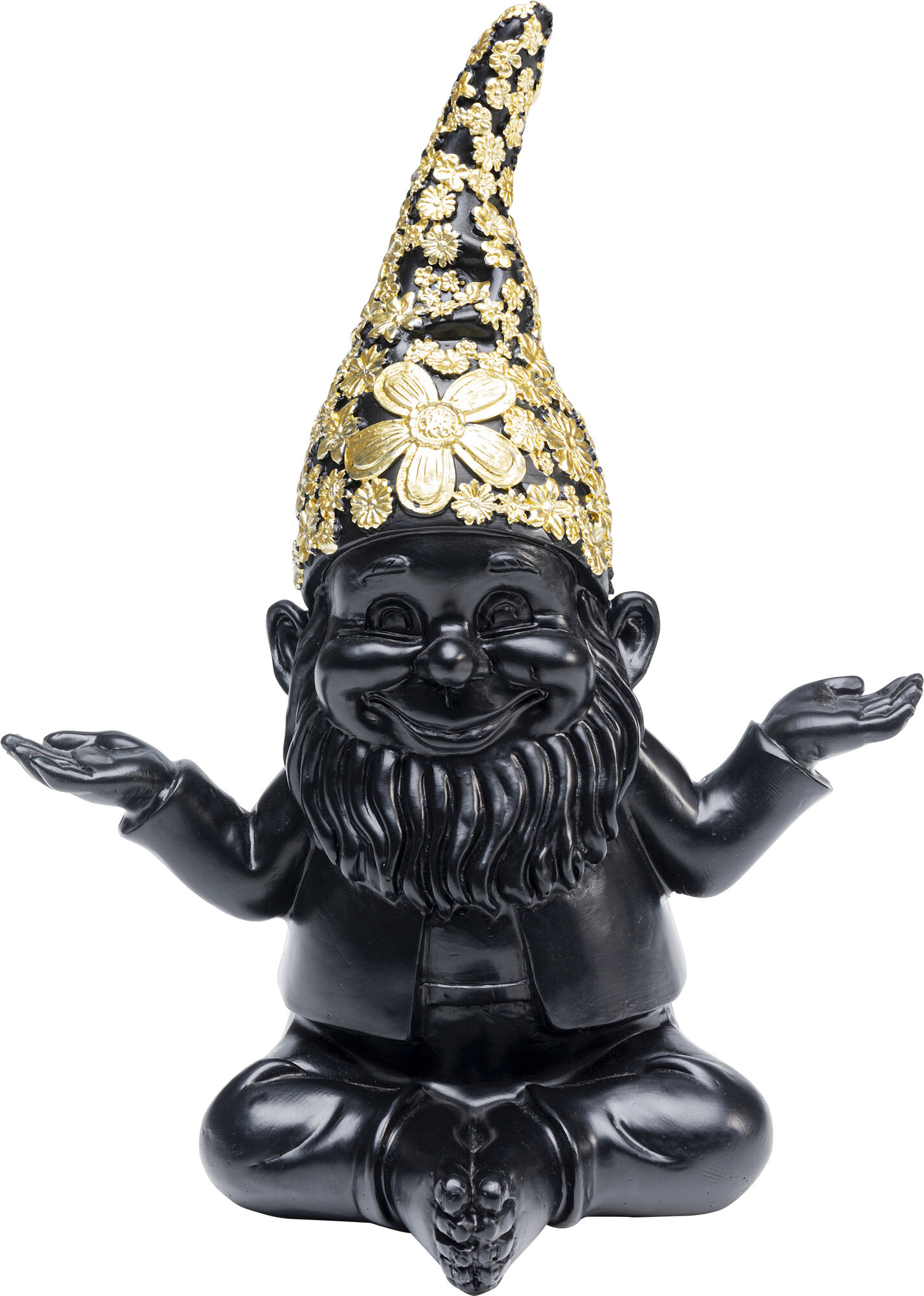 Skulptur Tomte Meditation - Svart/Guld, 19cm – bild-1.