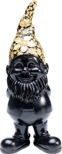 Fekete És Arany Gnome Standig Dekorációs Figura 30cm – kép-1.