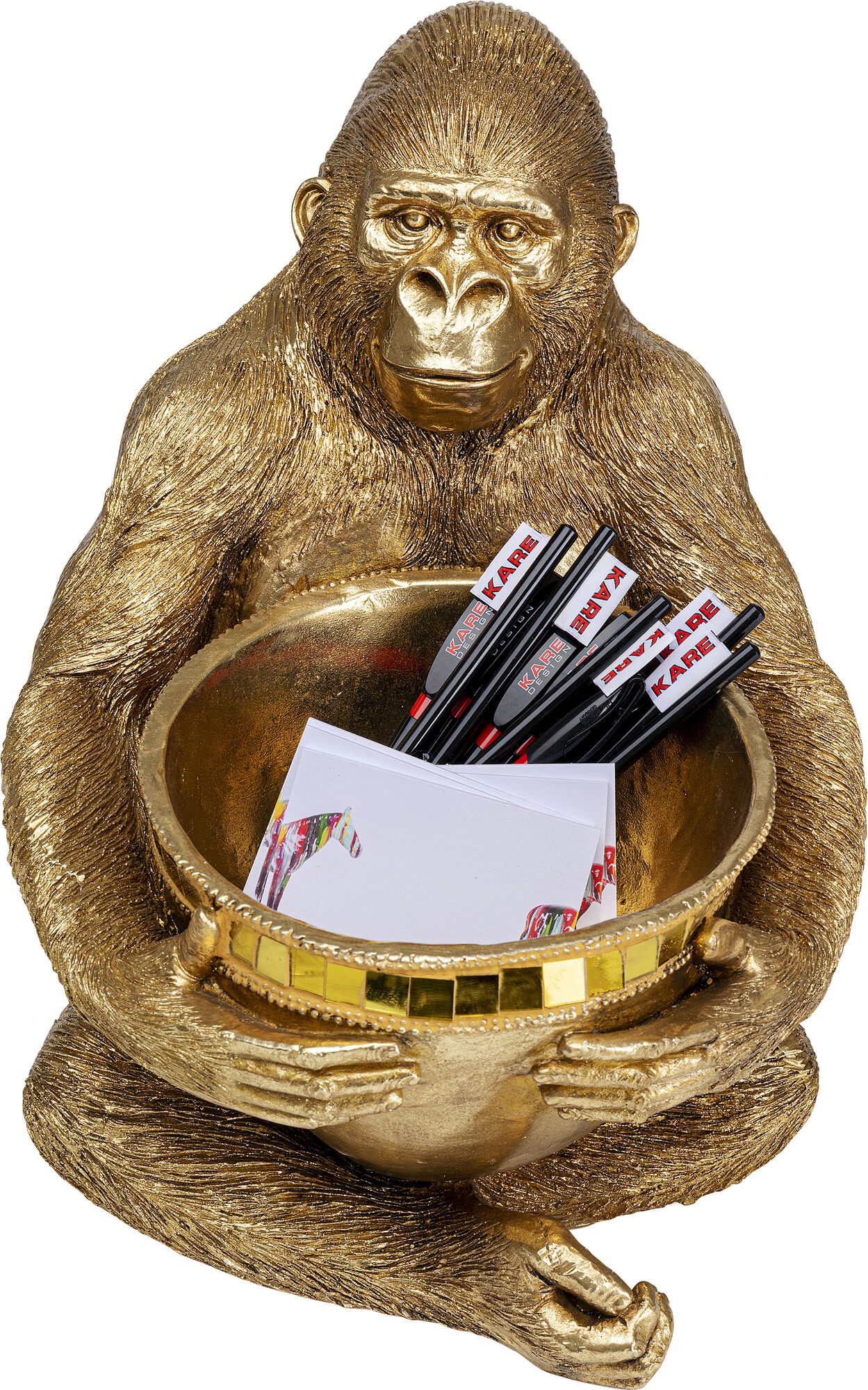 Gorilla m/skål, guld – billede-1.