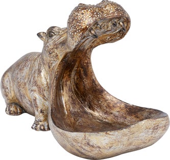 Figurka dekoracyjna złota hipopotam 15x27 cm – obraz-1