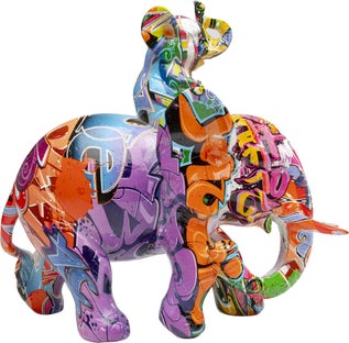 Figurka dekoracyjna kolorowa graffiti słoń 25x27 cm – obraz-1