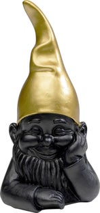 Figurka dekoracyjna krasnal czarny czapka złota 10x21 cm – obraz-1