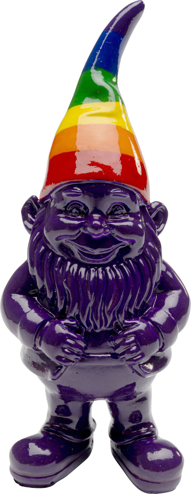 Figurka dekoracyjna krasnal fioletowy czapka kolorowa 11 cm – obraz-1