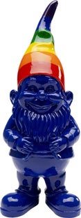 Figurka dekoracyjna krasnal niebieski czapka kolorowa 21 cm – obraz-1