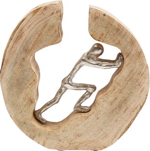 Skulptur Man In Log - Dekor Trä/Silver – bild-1.