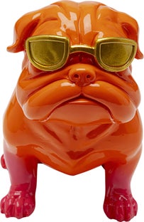 Figurka dekoracyjna modny pies pomarańczowo-różowa 20x17 cm – obraz-1