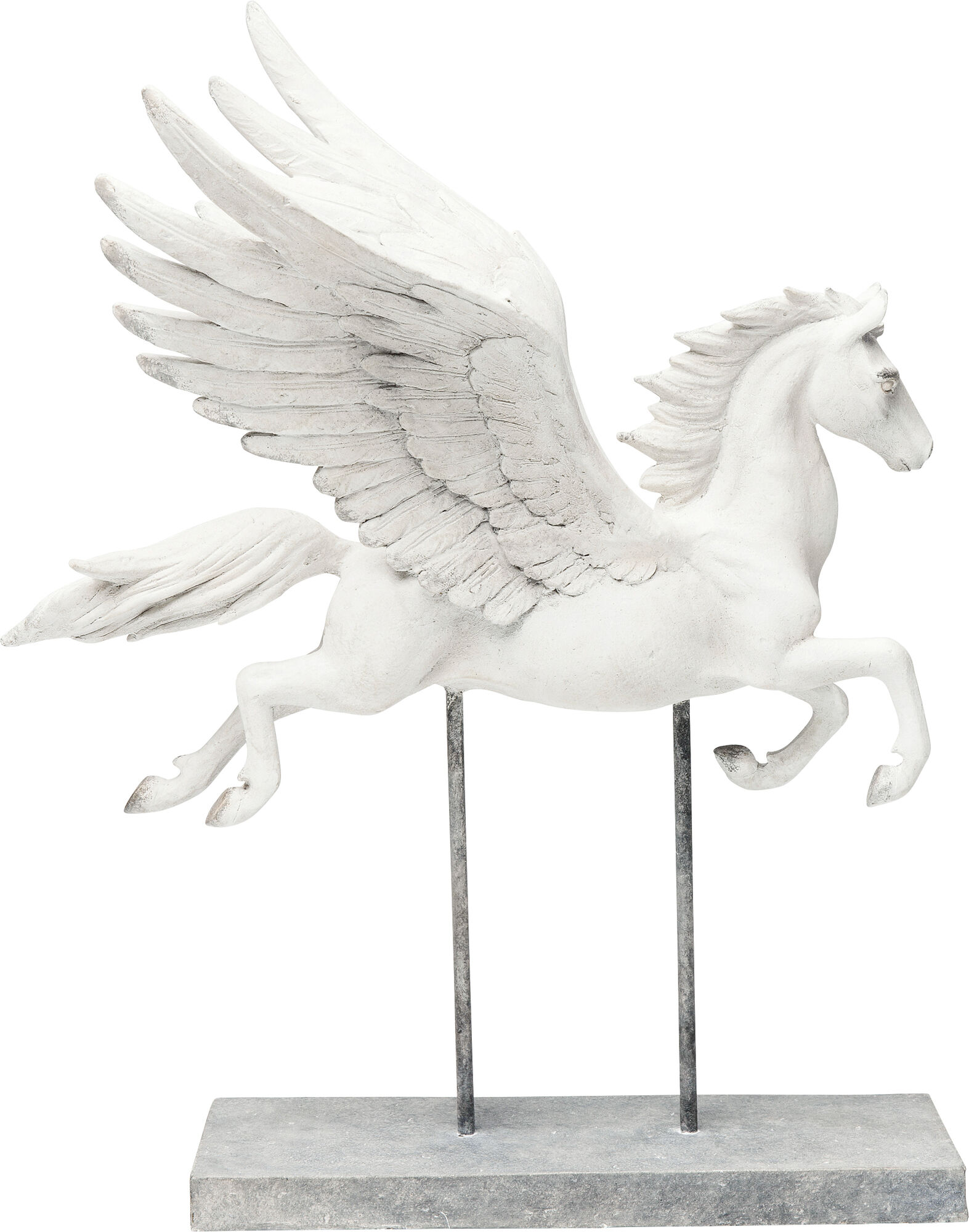 Figurka dekoracyjna metalowa biała pegaz 46x25 cm – obraz-1