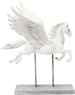 Figurka dekoracyjna metalowa biała pegaz 46x25 cm – obraz-1