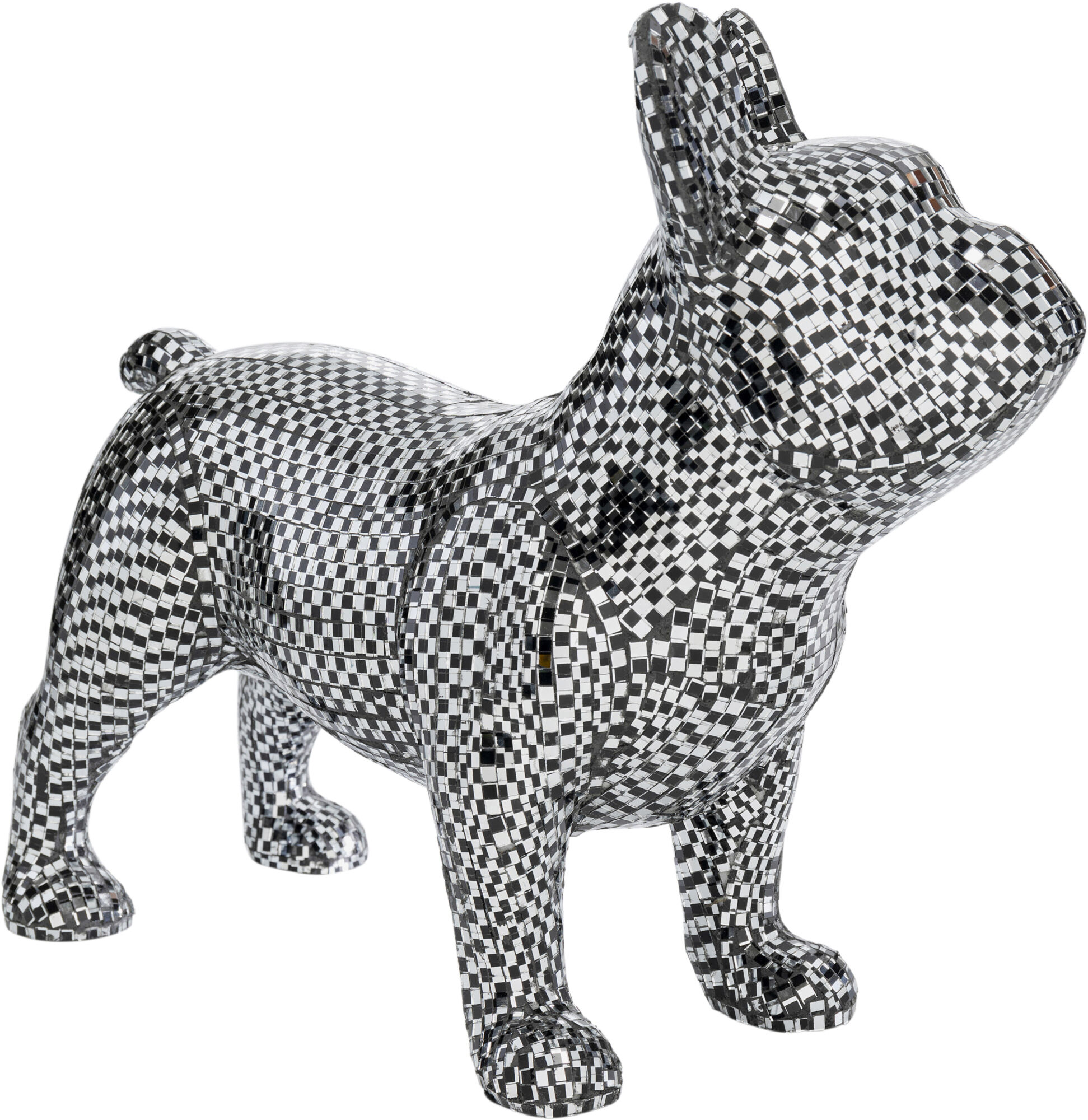 Figurka dekoracyjna pies buldog mozaika lustrzana 45x36 cm – obraz-1