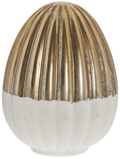 Figurka dekoracyjna pisanka biała Ø11x15 cm – obraz-1