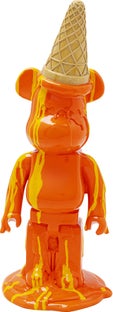 Figurka dekoracyjna pomarańczowa miś i lód 16x40 cm – obraz-1
