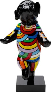 Figurka dekoracyjna ręcznie malowana kolorowa tańczący pies 30x53 cm – obraz-1