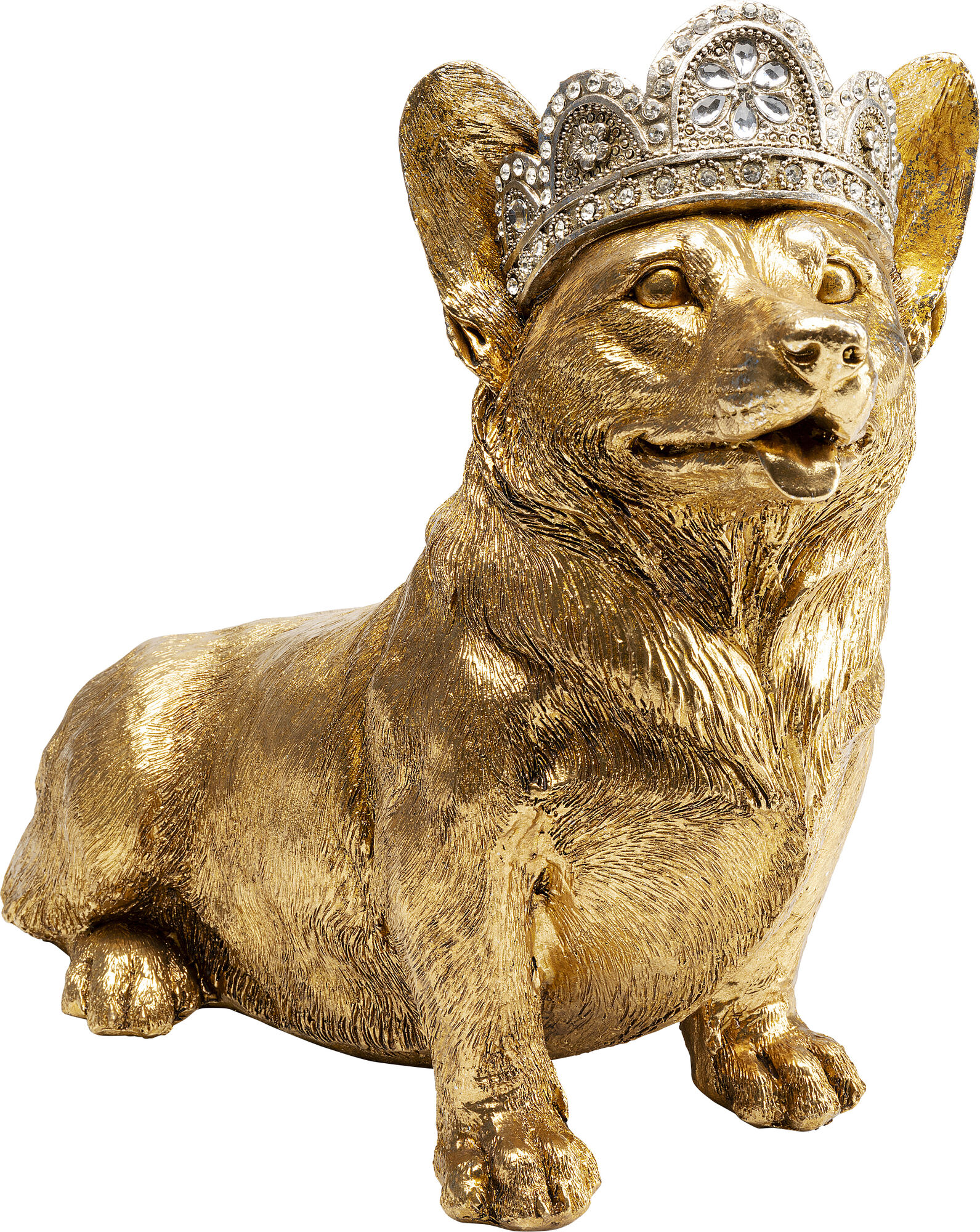 Figurka dekoracyjna złota pies corgi 45x23 cm – obraz-1