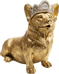 Figurka dekoracyjna złota pies corgi 45x23 cm – obraz-1