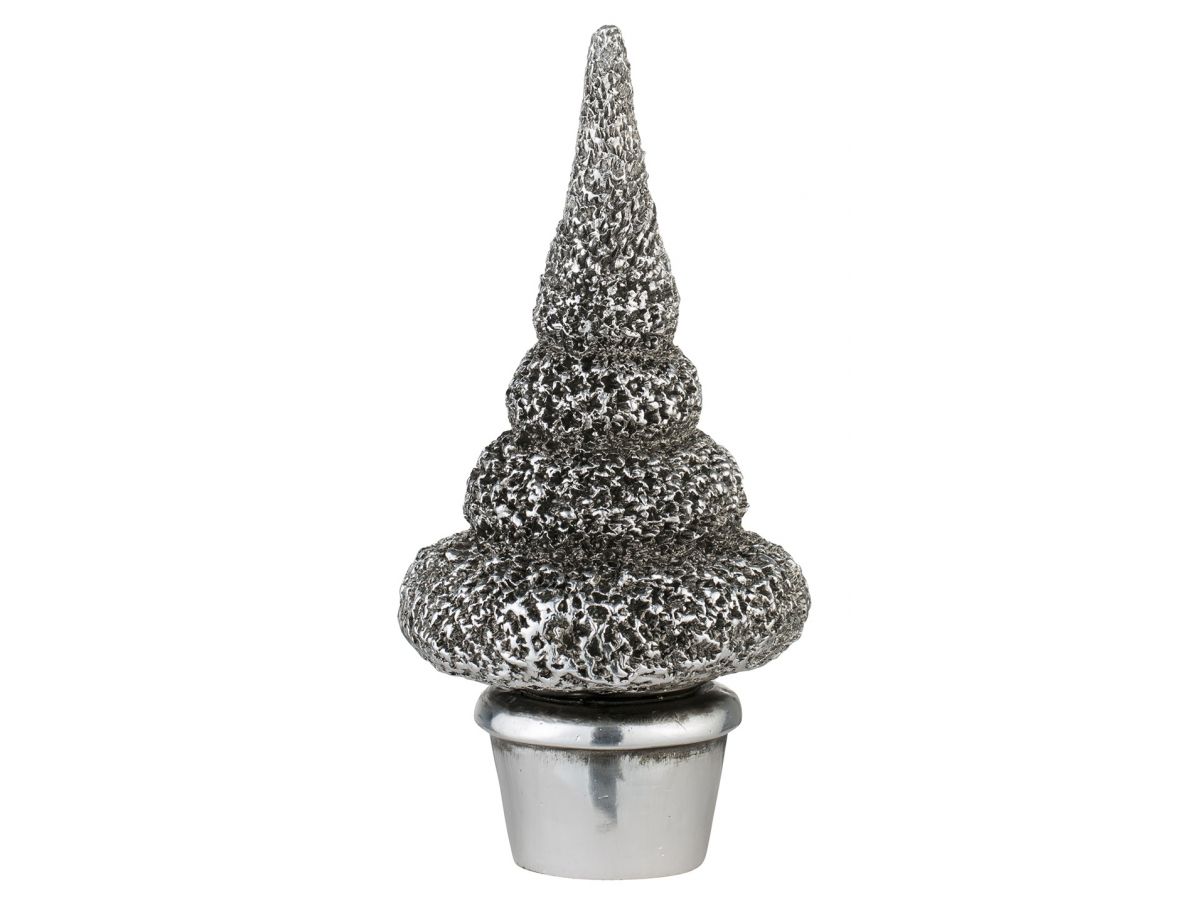 Figurka dekoracyjna srebrna choinka Ø10x21 cm – obraz-1