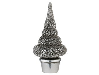 Figurka dekoracyjna srebrna choinka Ø10x21 cm – obraz-1