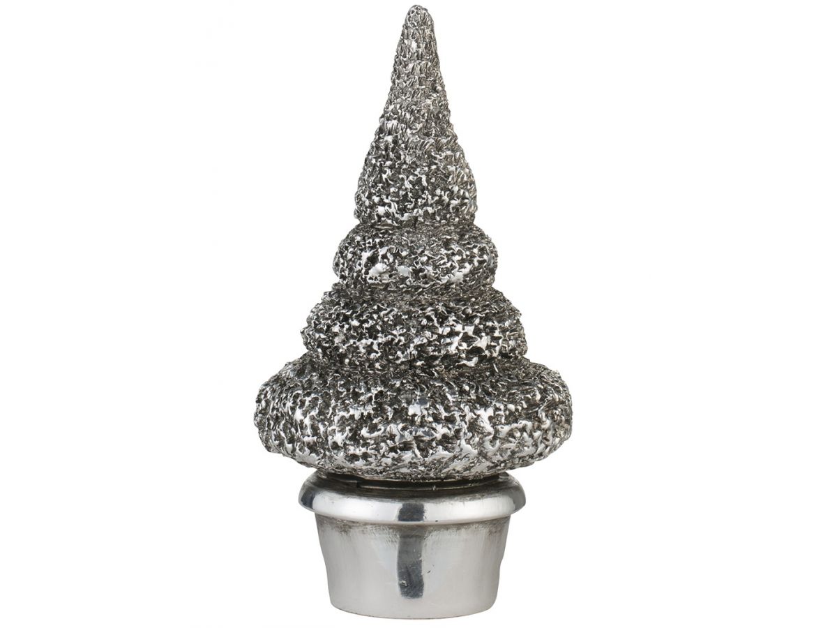 Figurka dekoracyjna srebrna choinka Ø8x16 cm – obraz-1
