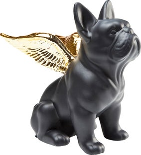 Skulptur Bulldog Angel Dog - Dekorfigur Sittande Hund – bild-1.