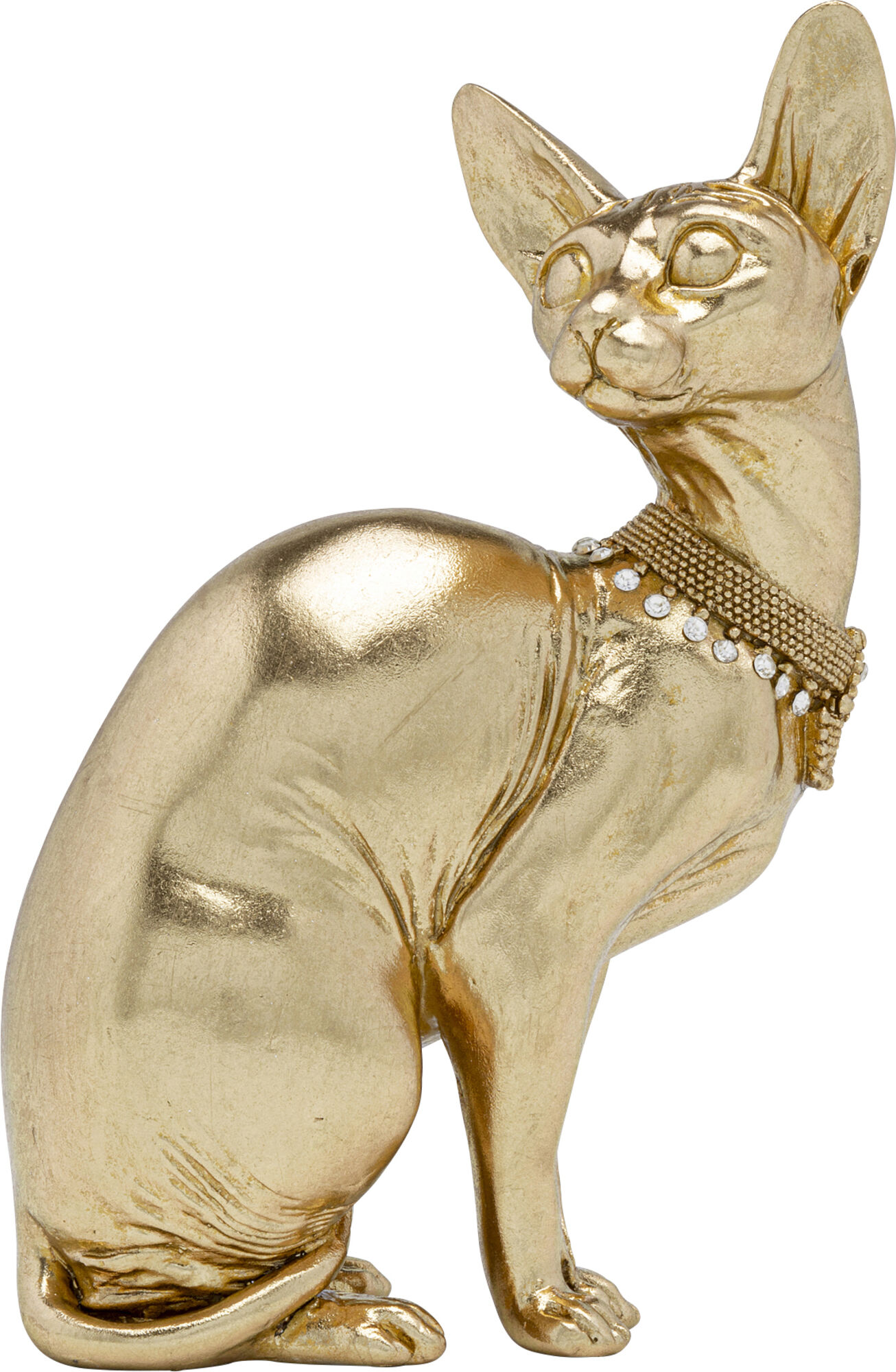 Arany Sitting Cat Audrey Dekorációs Figura 27cm – kép-1.