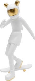 Figurka dekoracyjna skater astronauta biała 17x33 cm – obraz-1
