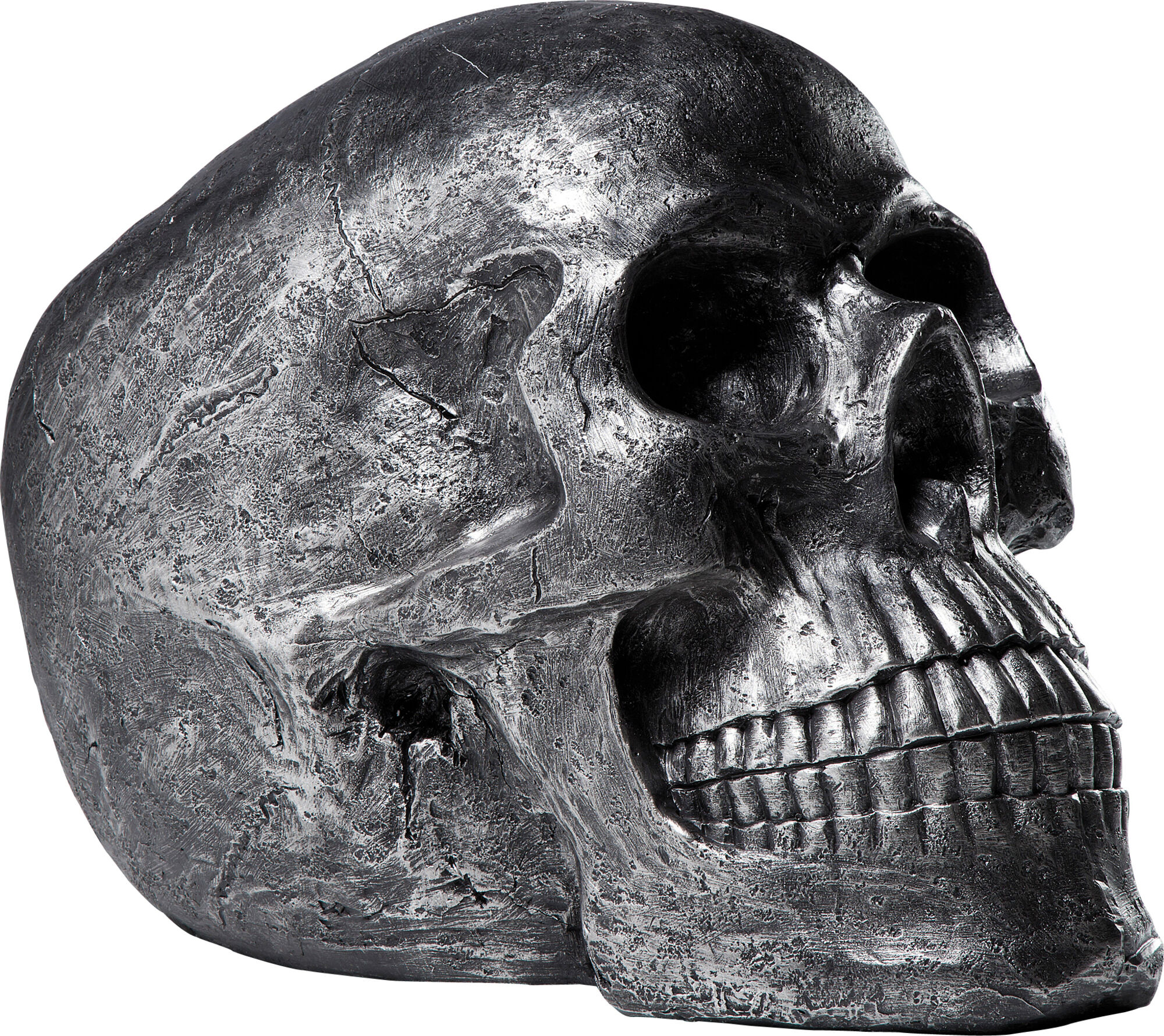 Figurka dekoracyjna Skull Head 55x42 cm srebrna – obraz-1