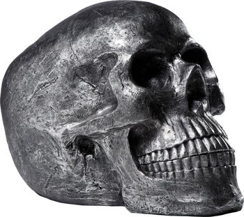 Figurka dekoracyjna Skull Head 55x42 cm srebrna – obraz-1