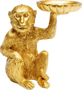 Figurka dekoracyjna ze świecznikiem złota małpa 11x7 cm – obraz-1