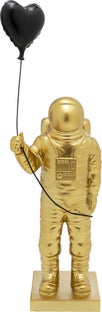 Figurka dekoracyjna złoty astronauta z czarnym balonem 41 cm – obraz-1