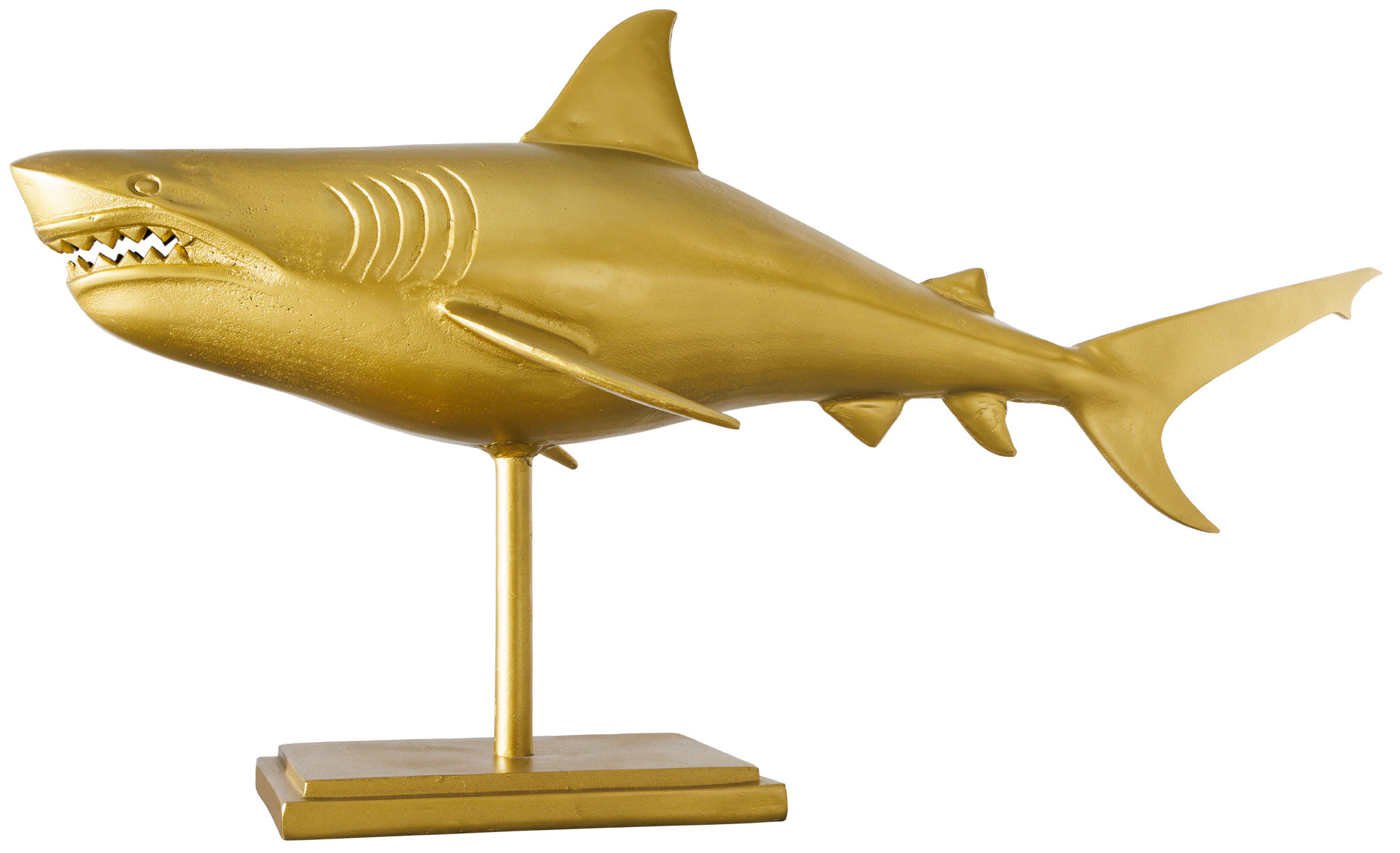 Figurka dekoracyjna złoty rekin z aluminium w stylu nowoczesnym – grafika-1.