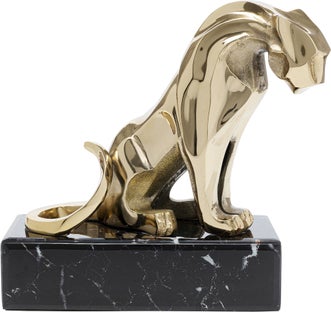 Dekor Skulptur Lion - Guld/Svart marmor, 34cm – bild-1.