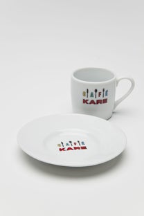 Filiżanka do espresso ze spodkiem porcelanowa biała – obraz-1