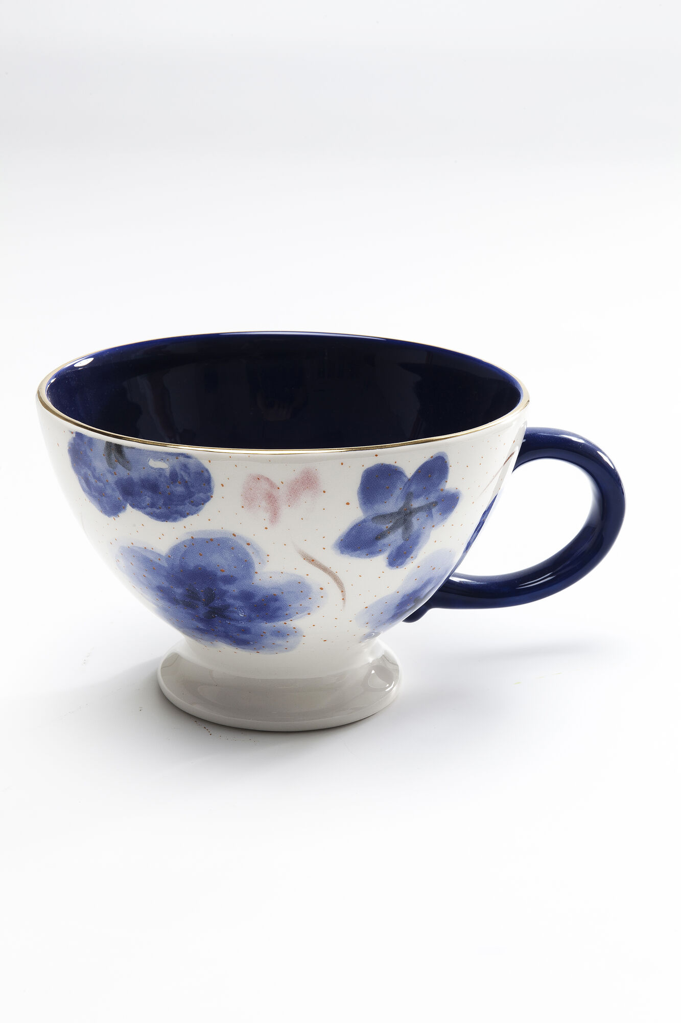 Filiżanka ceramiczna biała w kwiaty 19x9 cm – obraz-1