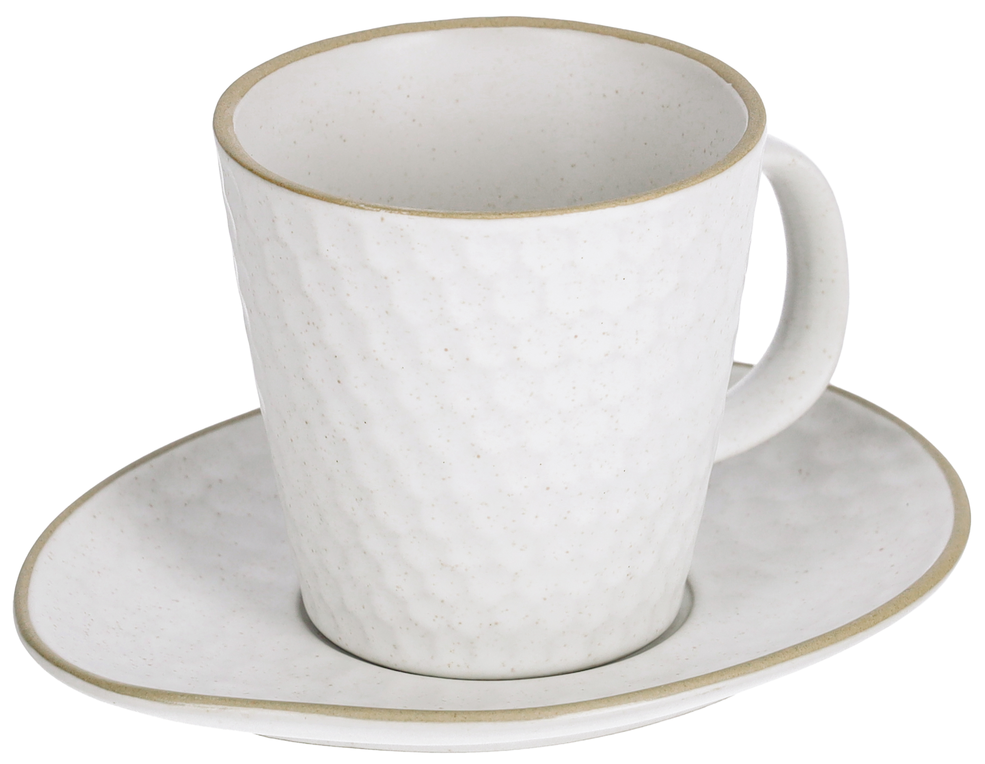 Filiżanka ceramiczna ze spodkiem biała 16x8 cm – obraz-1