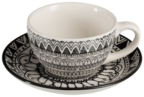 Filiżanka ze spodkiem Monochrome Boho – obraz-1