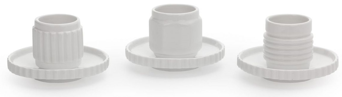 Filiżanki ze spodkiem Machine (3-set) białe – obraz-1