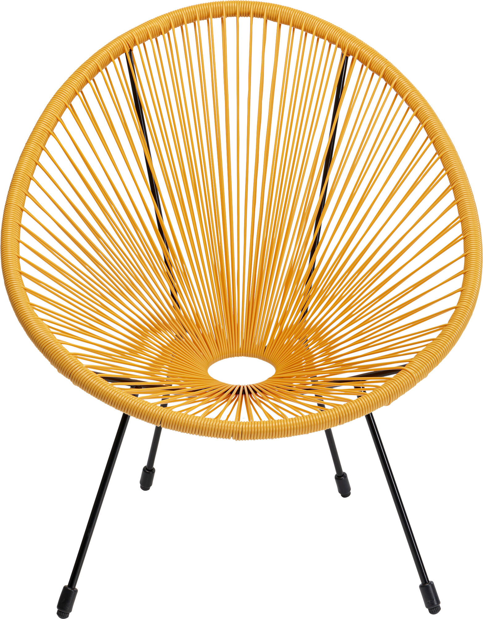 Fotel ogrodowy żółty nogi metalowe czarne – obraz-1