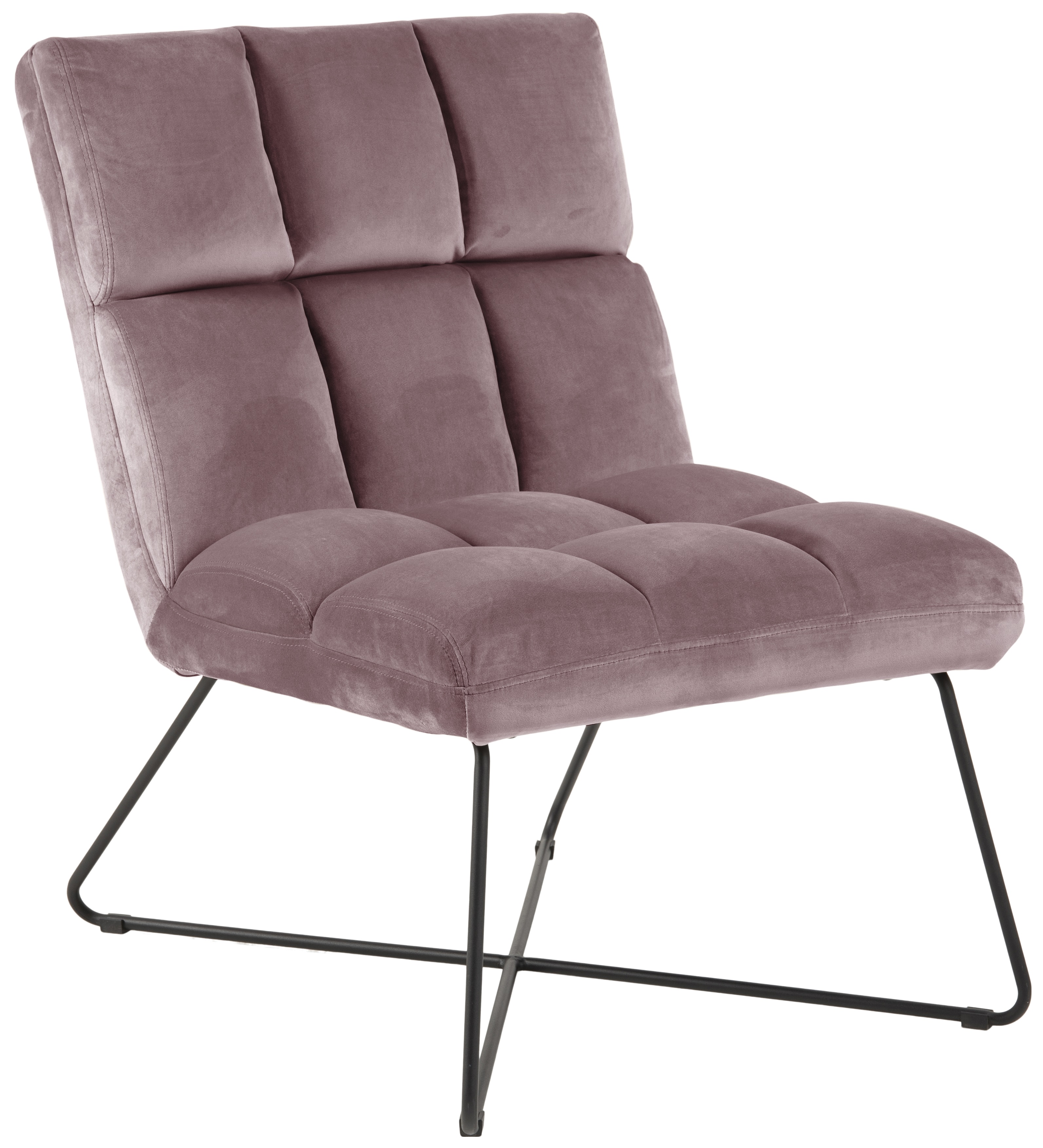 Fotel do salonu welurowy różowy nogi metalowe czarne – obraz-1