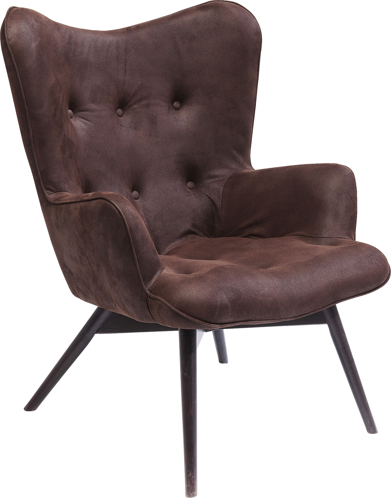 Fotel do salonu z ekoskóry brązowy nogi drewniane – obraz-1