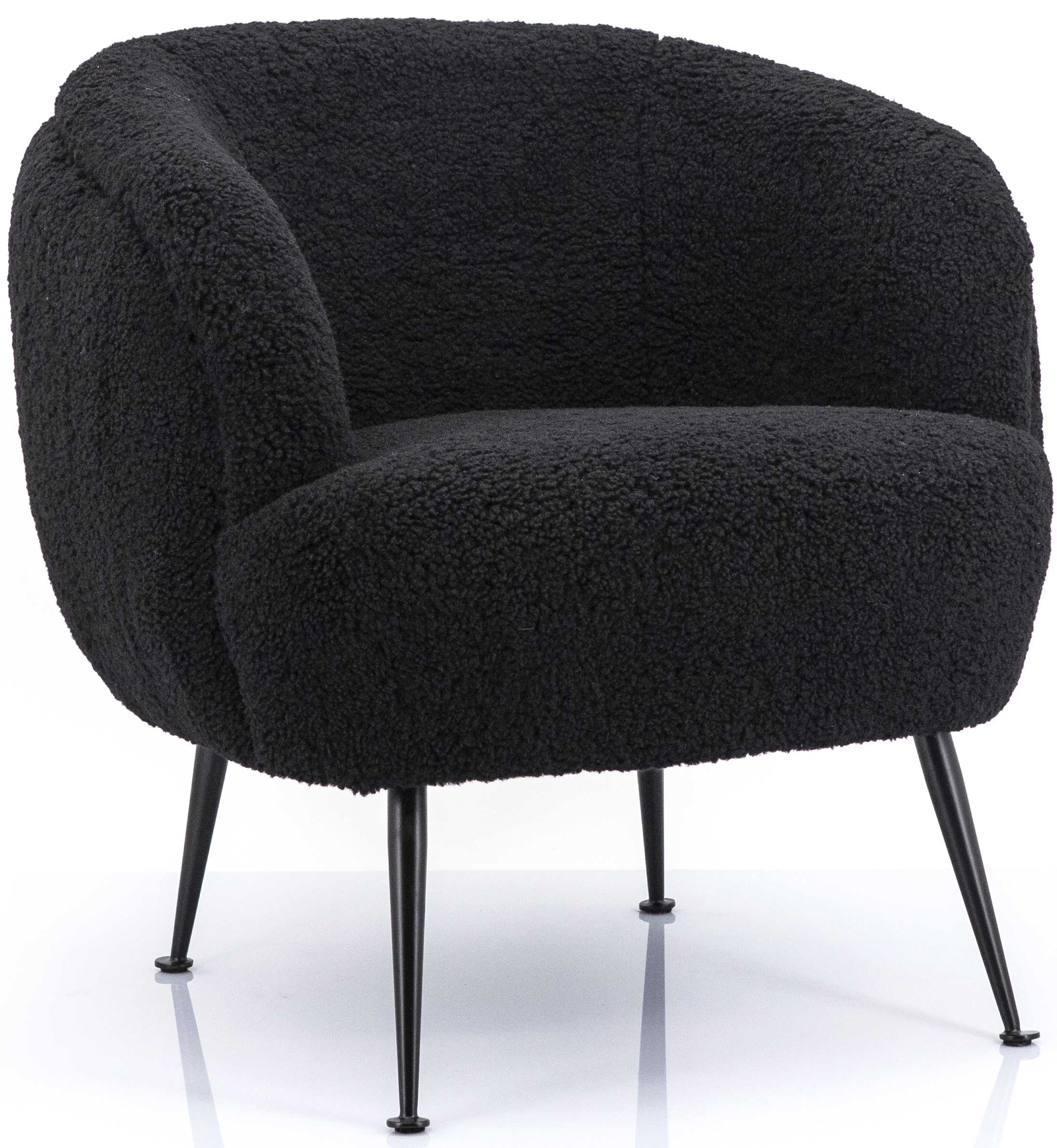 Fotel z tkaniny boucle 74 x 71 cm czarny nogi czarne – obraz-1