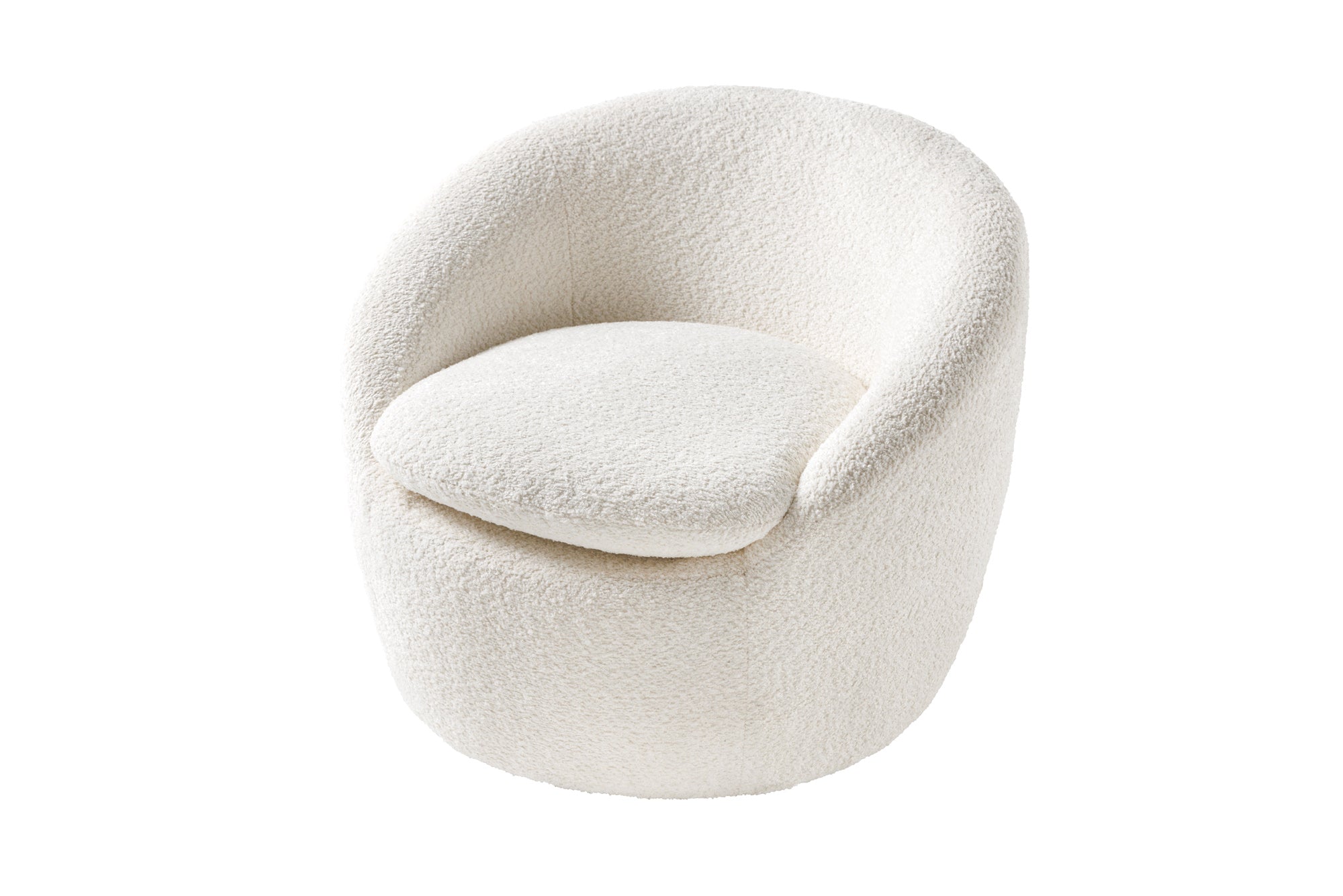 Fotel BABYLON 360° obrotowy bouclé biały – grafika-1.