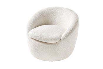 Fotel BABYLON 360° obrotowy bouclé biały – grafika-1.