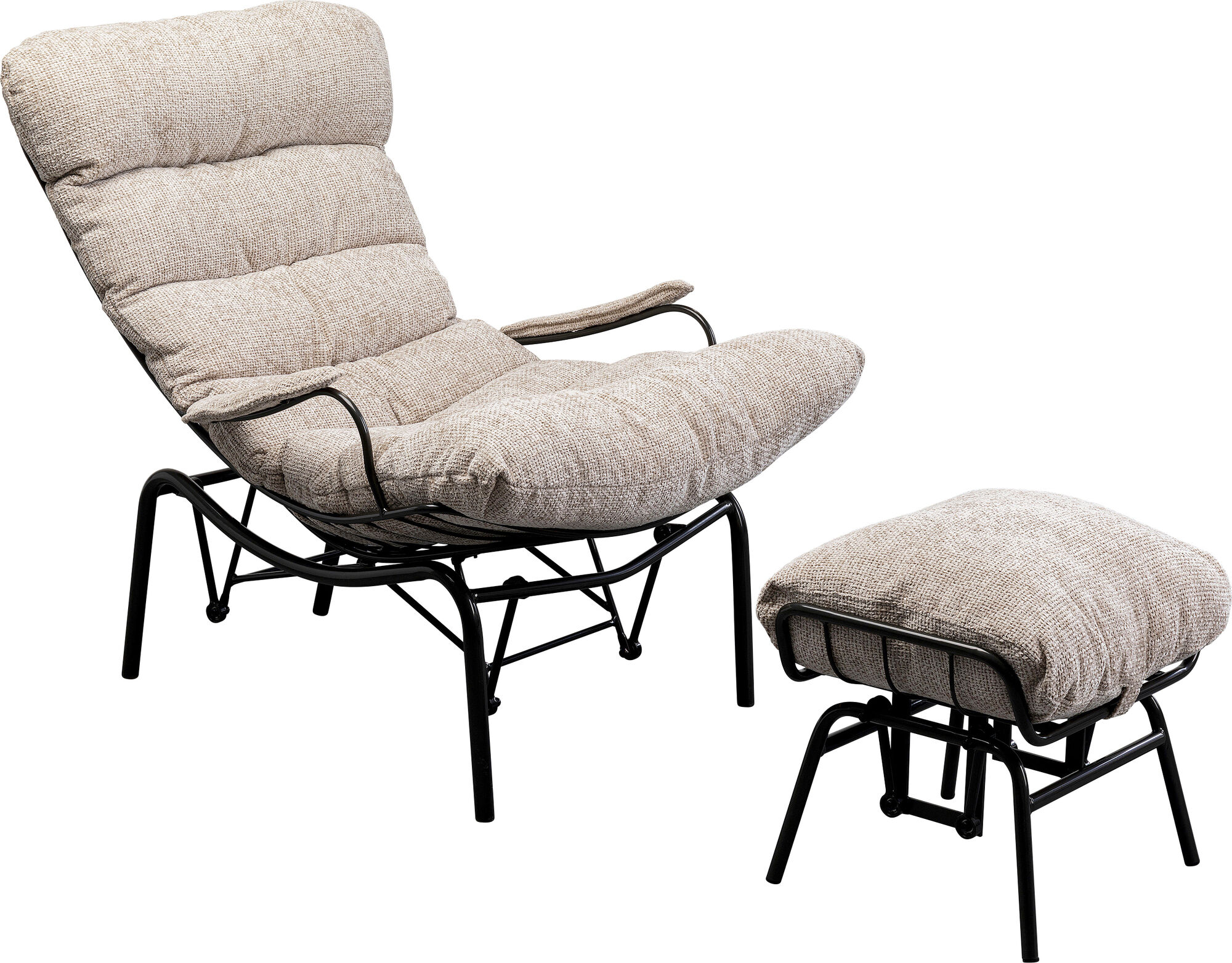 Fotoliu + Taburet Vienna Swing Bej – imagine-1.