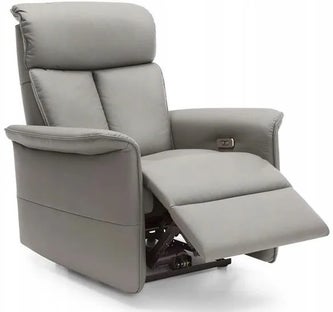 Fotel Busto rozkładany recliner 89x105 cm skórzany szary – obraz-1