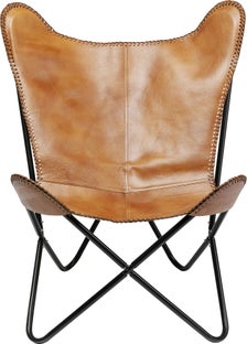 California nahkainen lepakkotuoli, nojatuoli, ruskea – kuva-1.