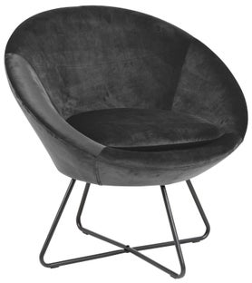 Welurowy szary fotel do salonu z metalową czarną podstawą – grafika-1.