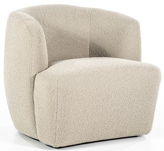 Fotel z tkaniny boucle 78x75 cm beżowy – obraz-1