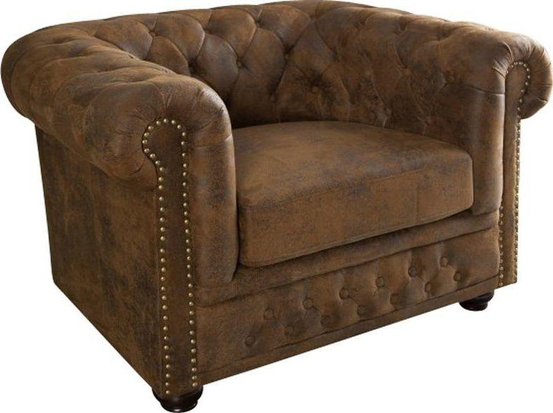 Fotel pikowany z ekoskóry brązowy 110x85 cm – grafika-1.