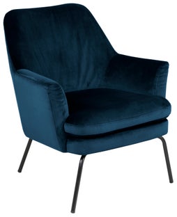 Fotel do salonu welurowy niebieski nogi czarne – obraz-1