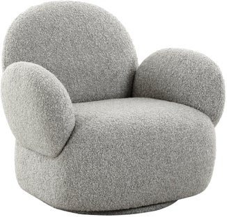 Fotel do salonu obrotowy w kolorze jasnoszarym 85x87 cm – grafika-1.