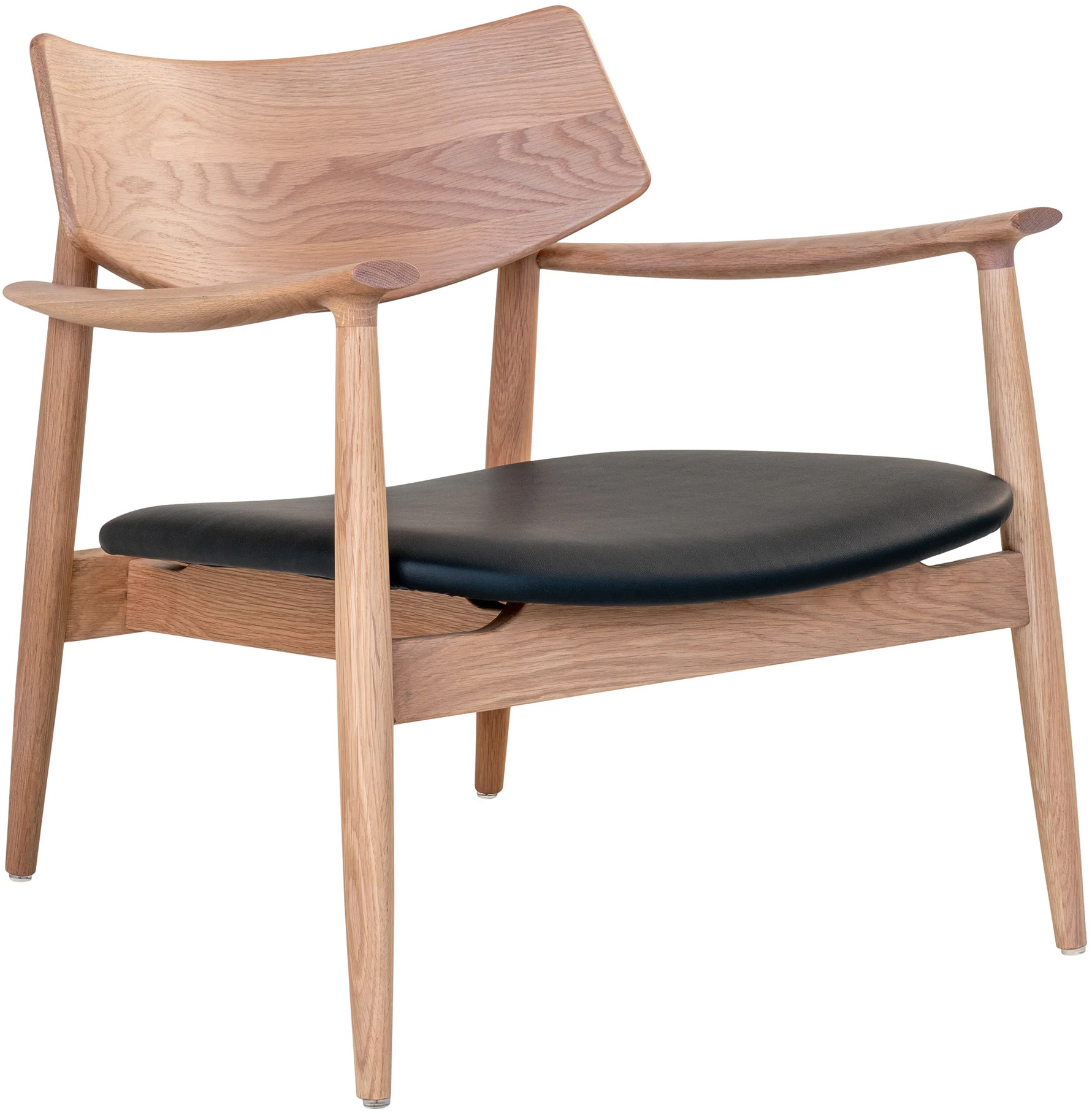 Fotel drewniany dębowy naturalny z czarnym skórzanym siedziskiem 75x71 cm – grafika-1.